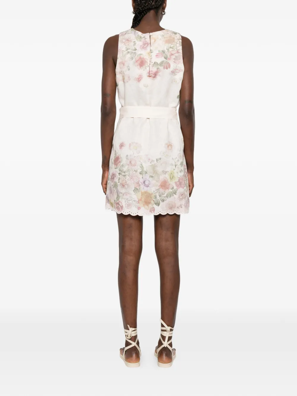 TWINSET Mini-jurk met bloemenprint en ceintuur Beige