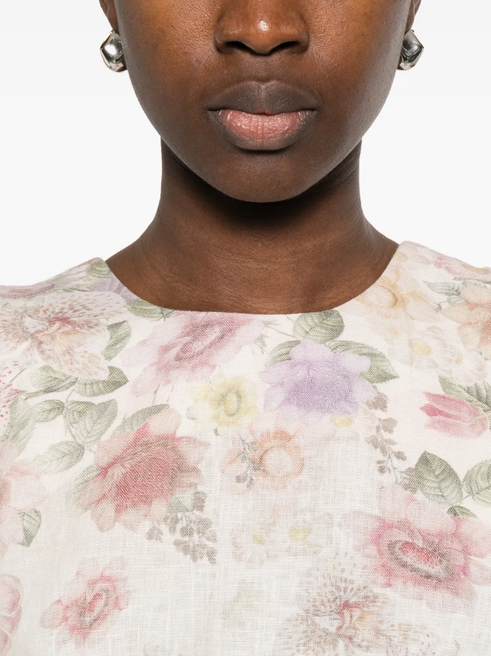 TWINSET Mini-jurk met bloemenprint en ceintuur Beige