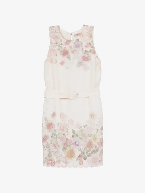 TWINSET linen floral short dress with embroidery