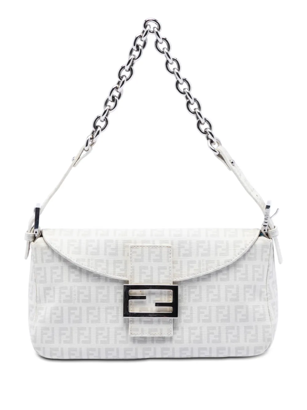 Fendi Pre-Owned 2000-2010 Zucchino Spalmati Double Flap Chain shoulder bag - Bianco