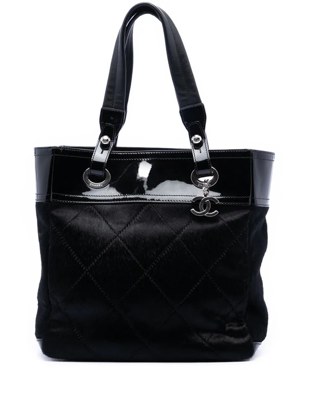 CHANEL Pre-Owned 2006-2008 Small Quilted Pony Hair and Patent Paris Biarritz tote bag - Nero