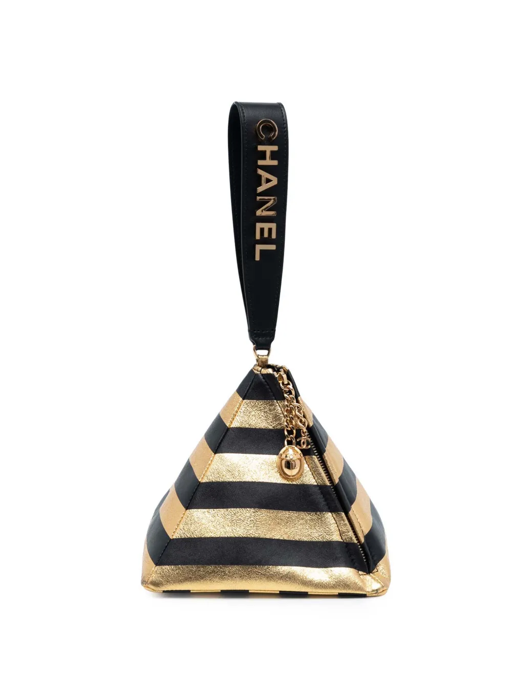 CHANEL Pre-Owned 2019 Metallic Lambskin Kheops Pyramid clutch bag - Black