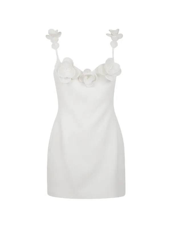 David Koma Flower-embellished Mini Dress - White