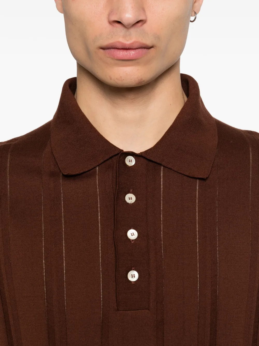 Buttoned Ribbed Polo Shirt