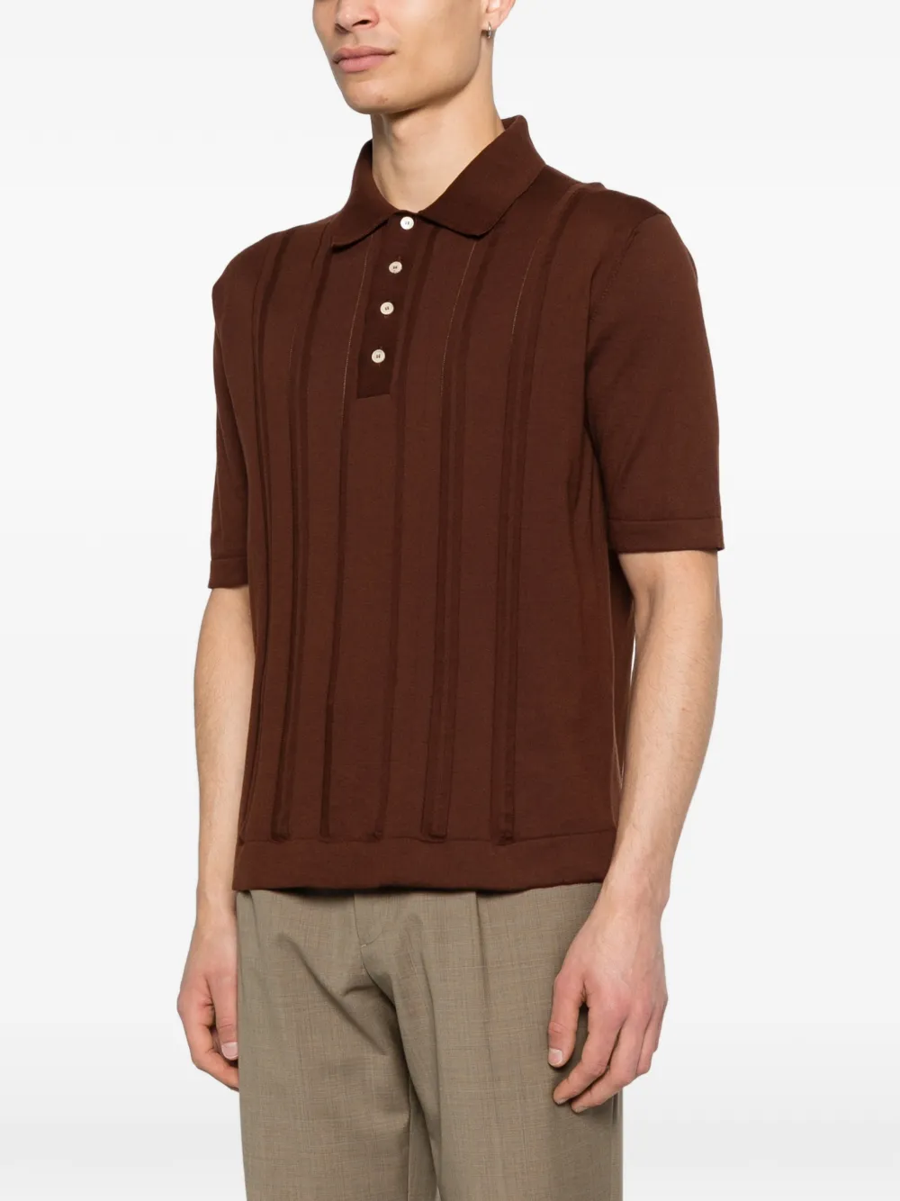 Buttoned Ribbed Polo Shirt