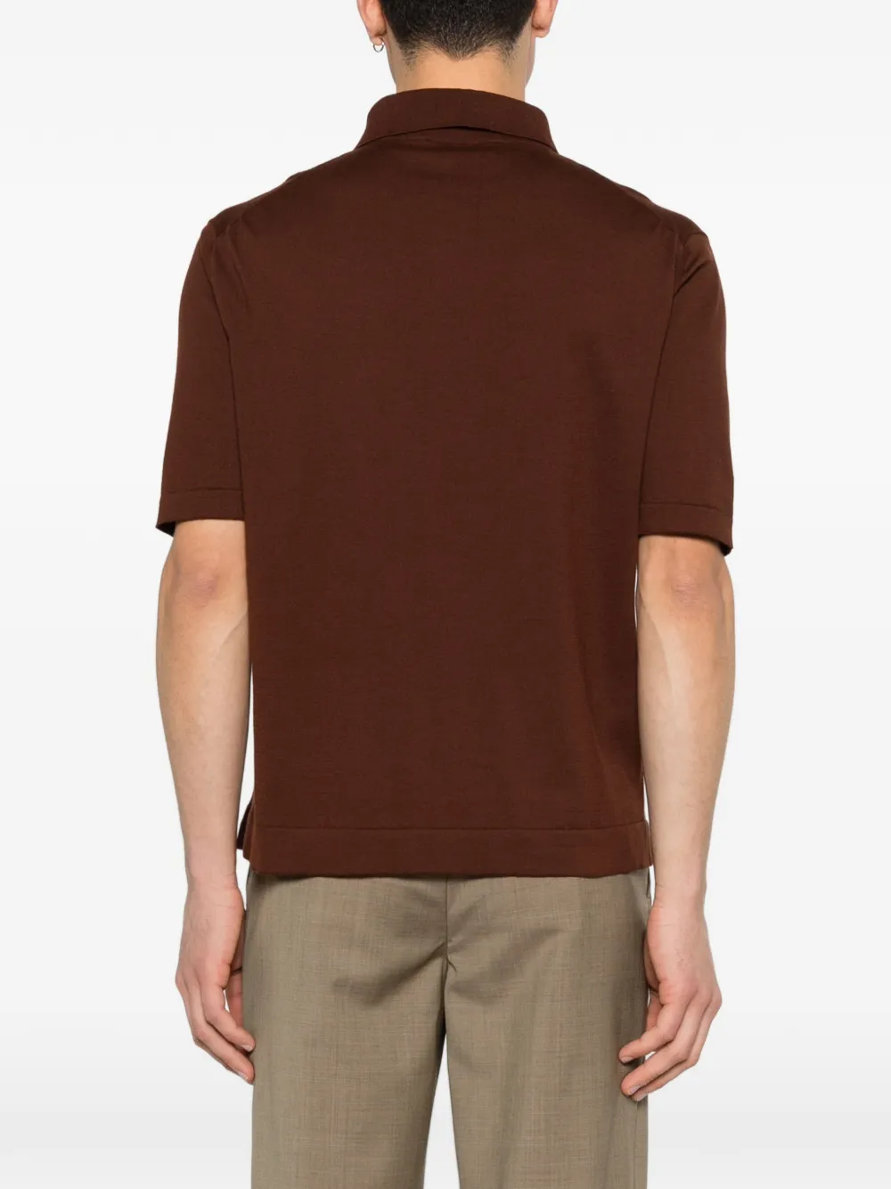 Buttoned Ribbed Polo Shirt