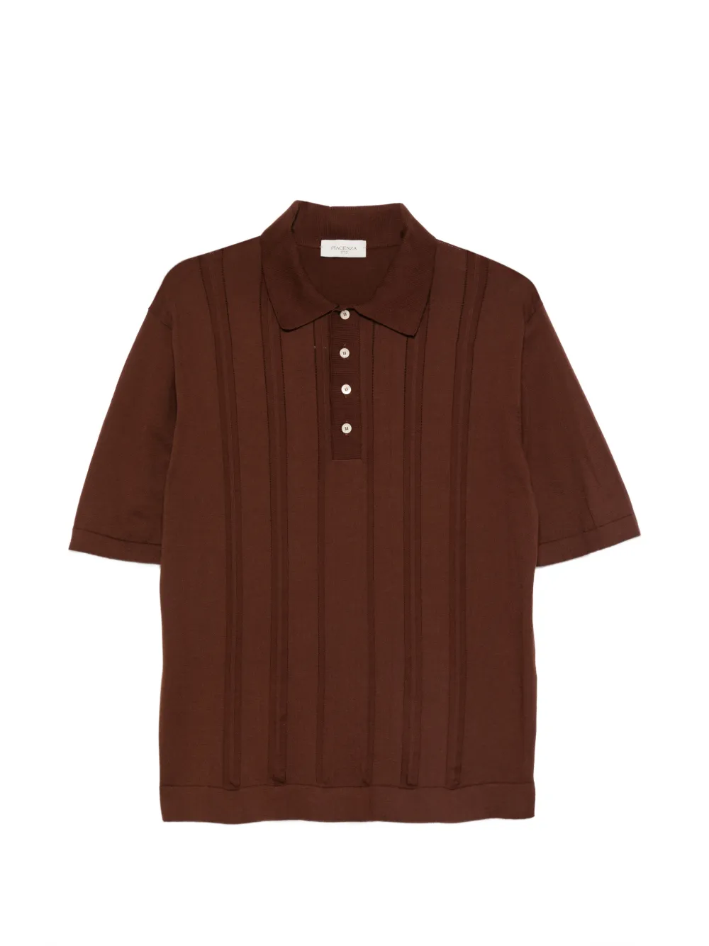 Piacenza Cashmere buttoned ribbed polo shirt - Marrone