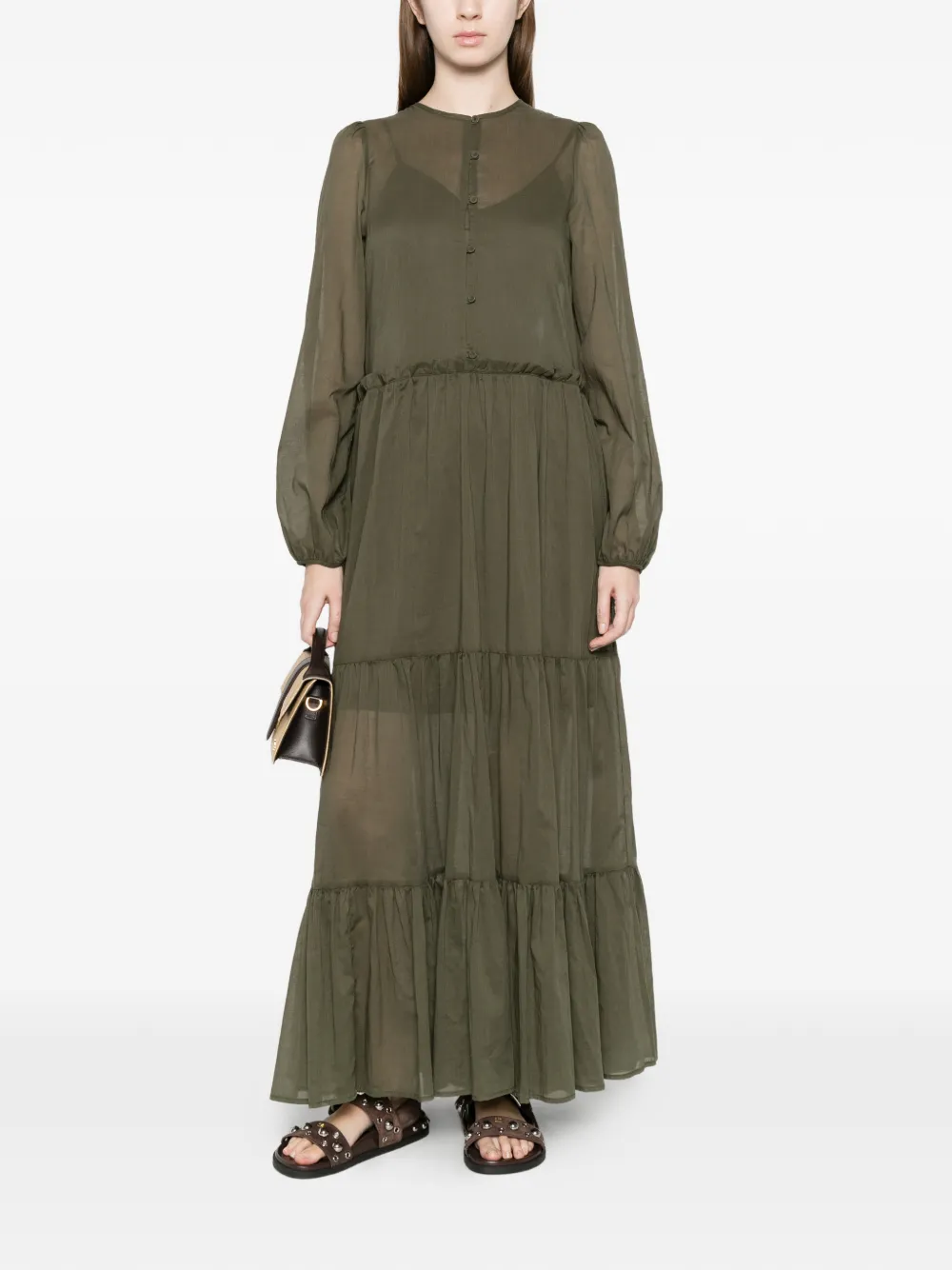 TWINSET Maxi-jurk met flounces Groen