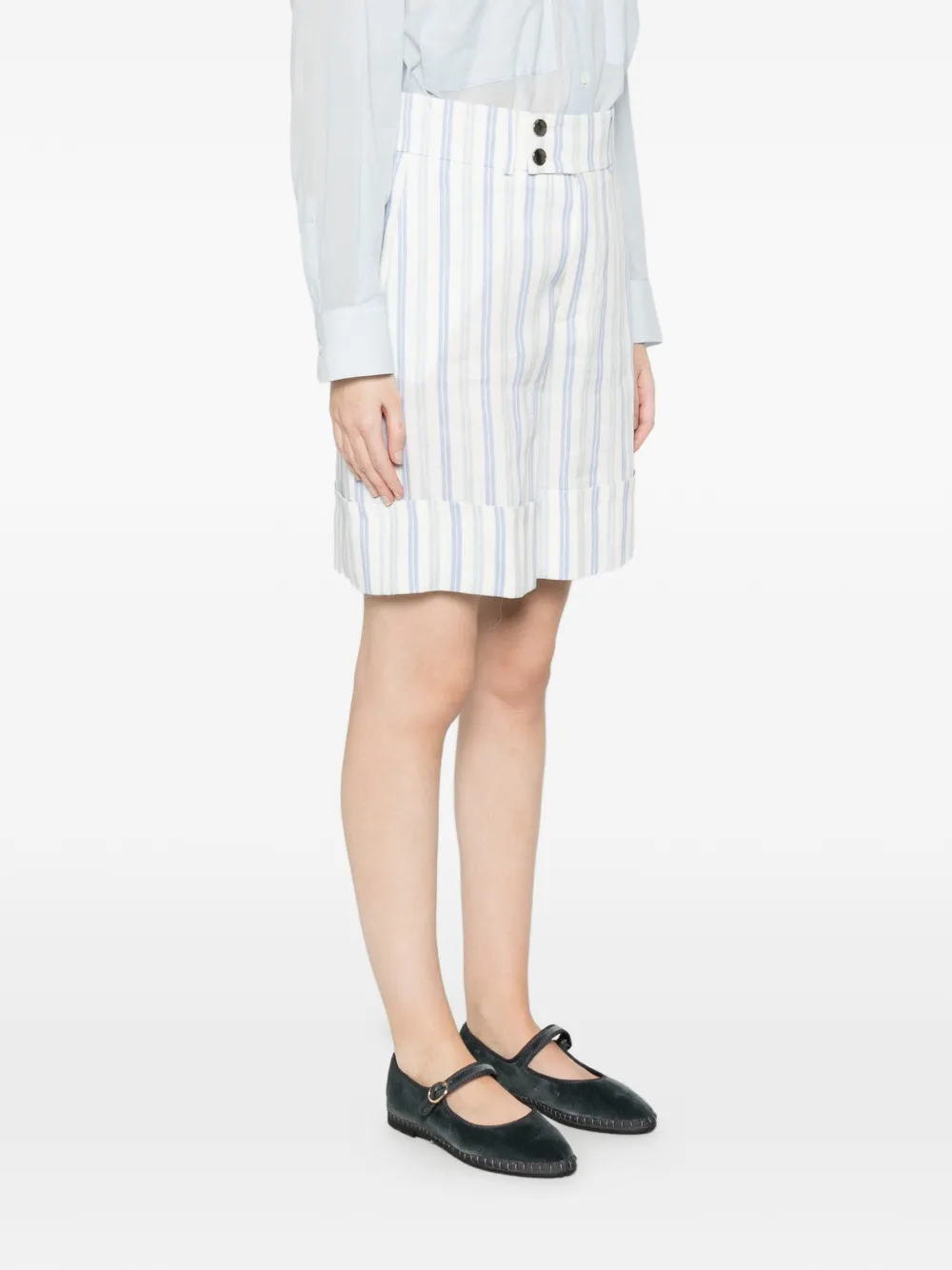  Berwich Nadine Striped Buttoned Shorts - White 