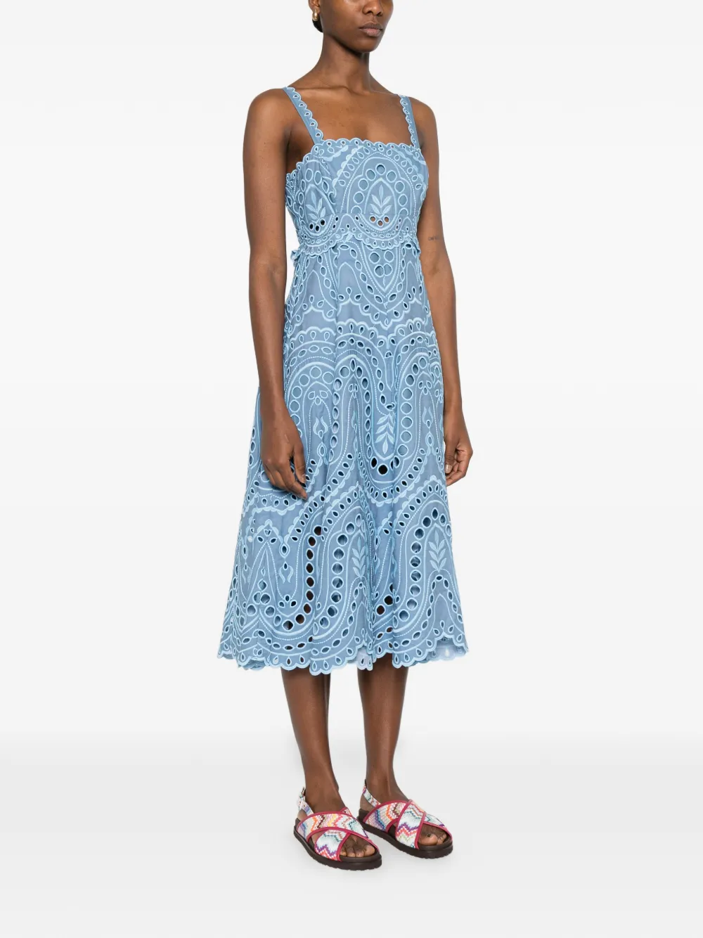 Glimmer Scalloped-Hem Midi Dress