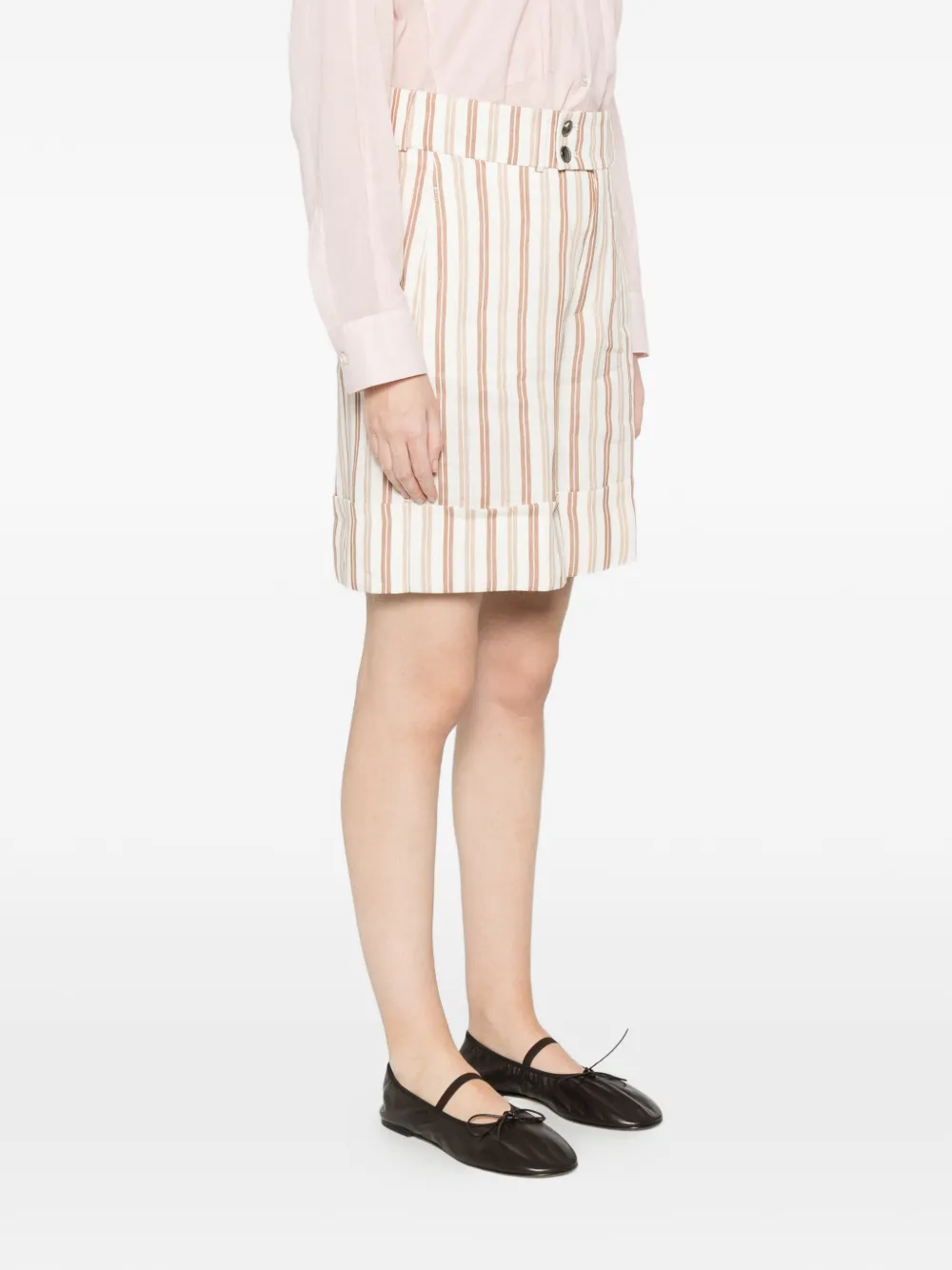 Berwich Striped Tailored Shorts - White 
