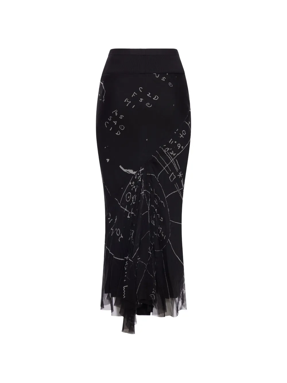 Rick Owens Printed Midi Skirt In Black