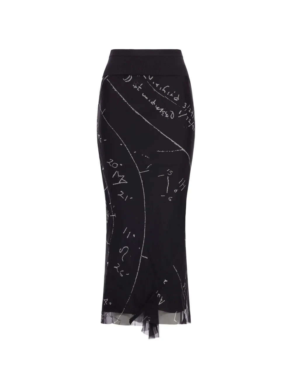  Rick Owens Printed Midi Skirt - Black 