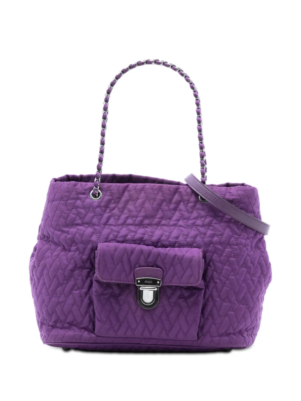 Prada Pre-Owned Borsa a tracolla Impuntu in tessuto con catena 2010-2025 - Viola