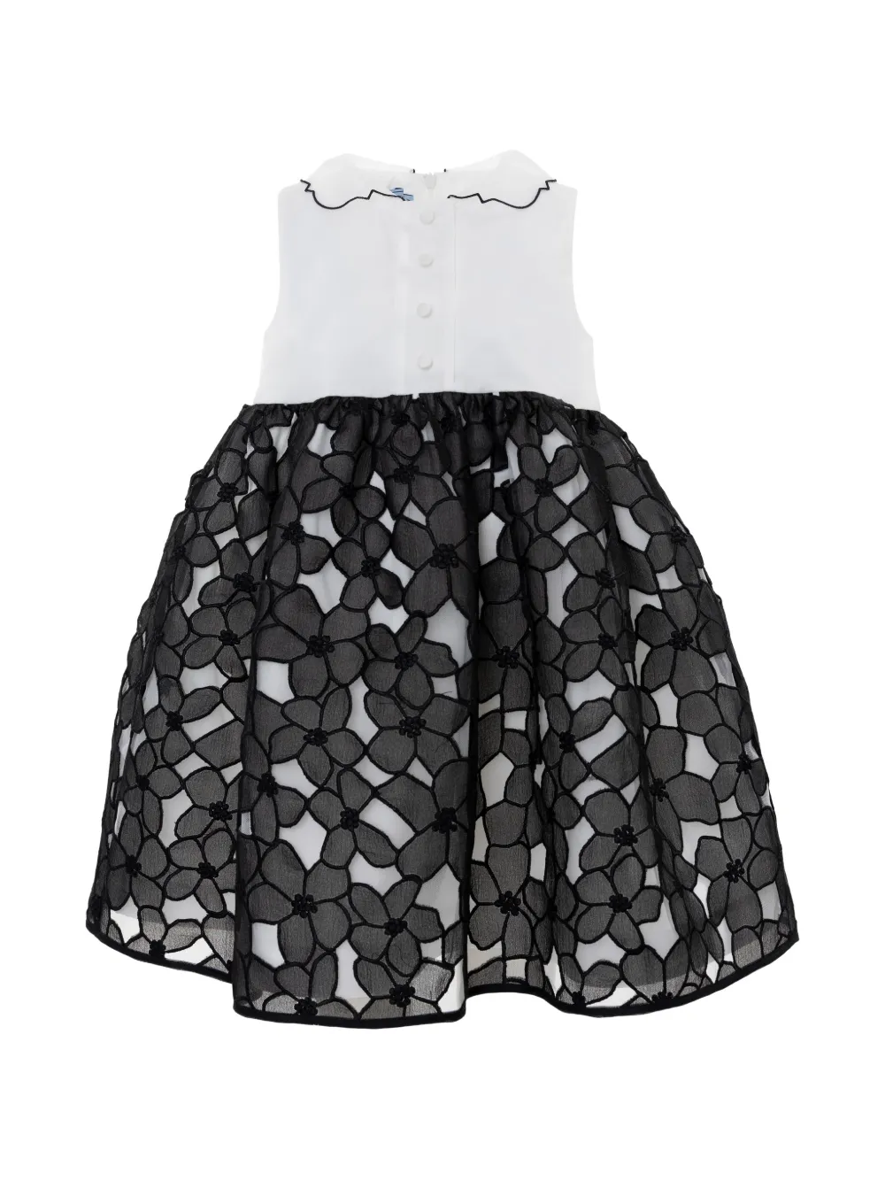 floral-appliqué collared dress