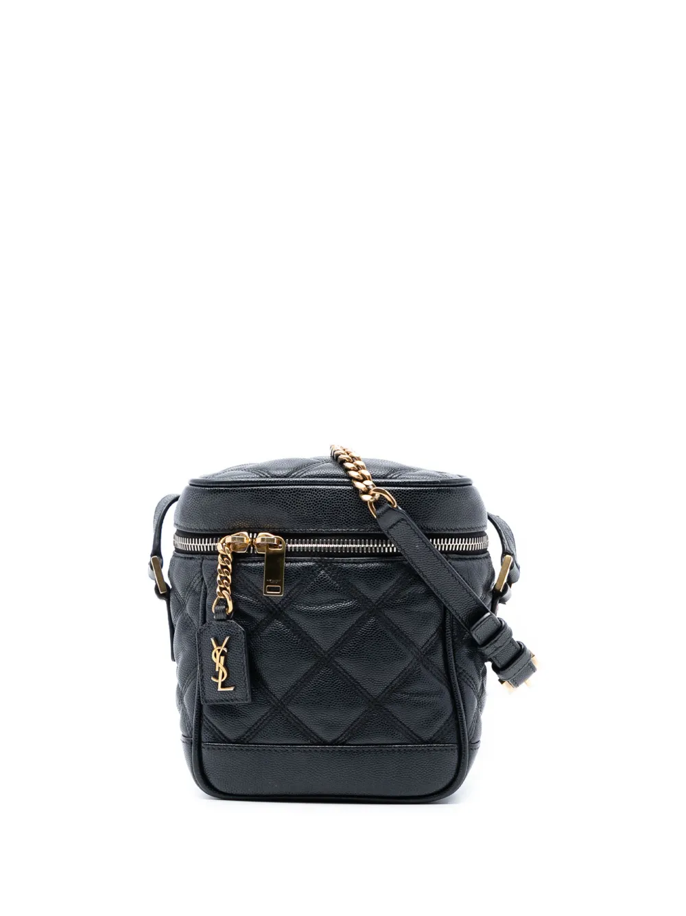 Saint Laurent Pre-Owned Trousse 80s trapuntata in grain de poudre 2020 - Nero