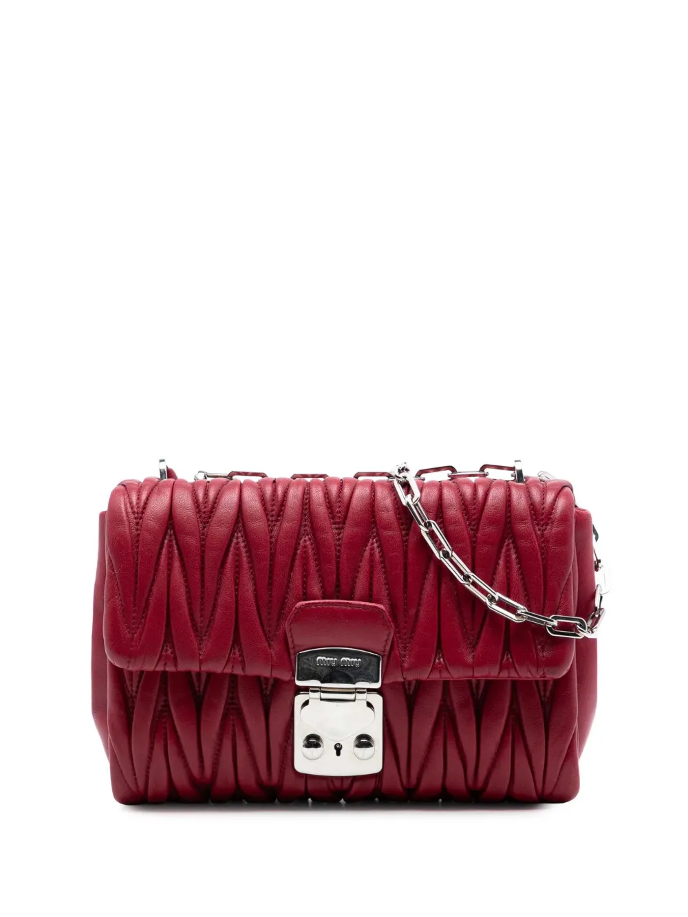 Miu Miu Pre-Owned Borsa a tracolla in pelle di agnello matelassé con battente 2010-2025 - Rosso