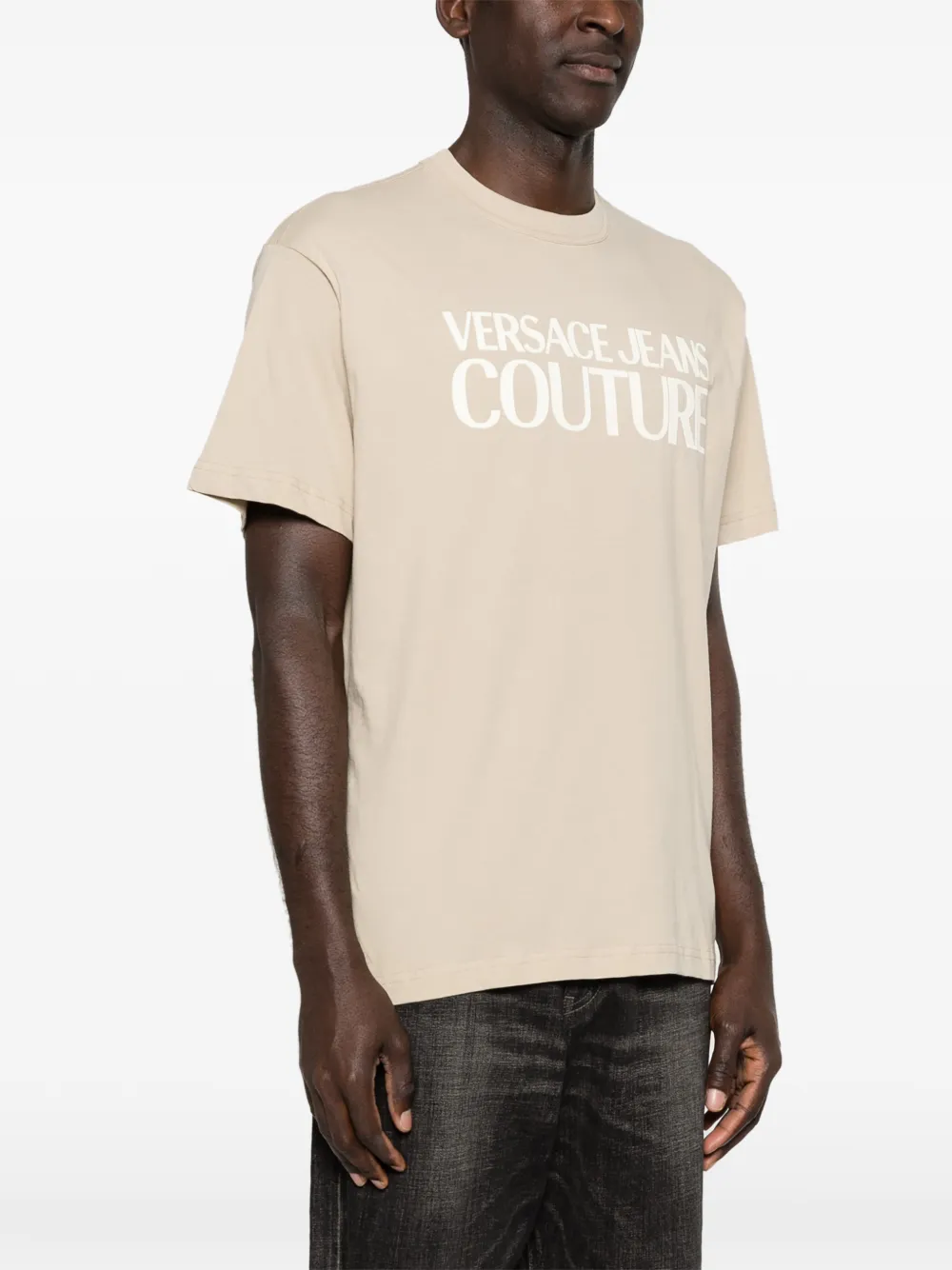 Versace Jeans Couture T-shirt met logodetail Beige