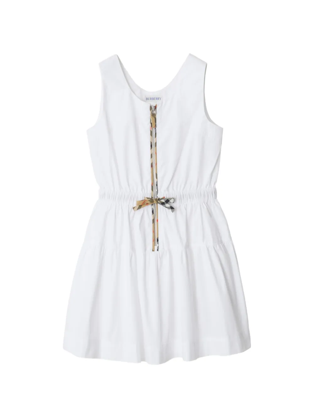 Burberry Kids check trim cotton dress - White