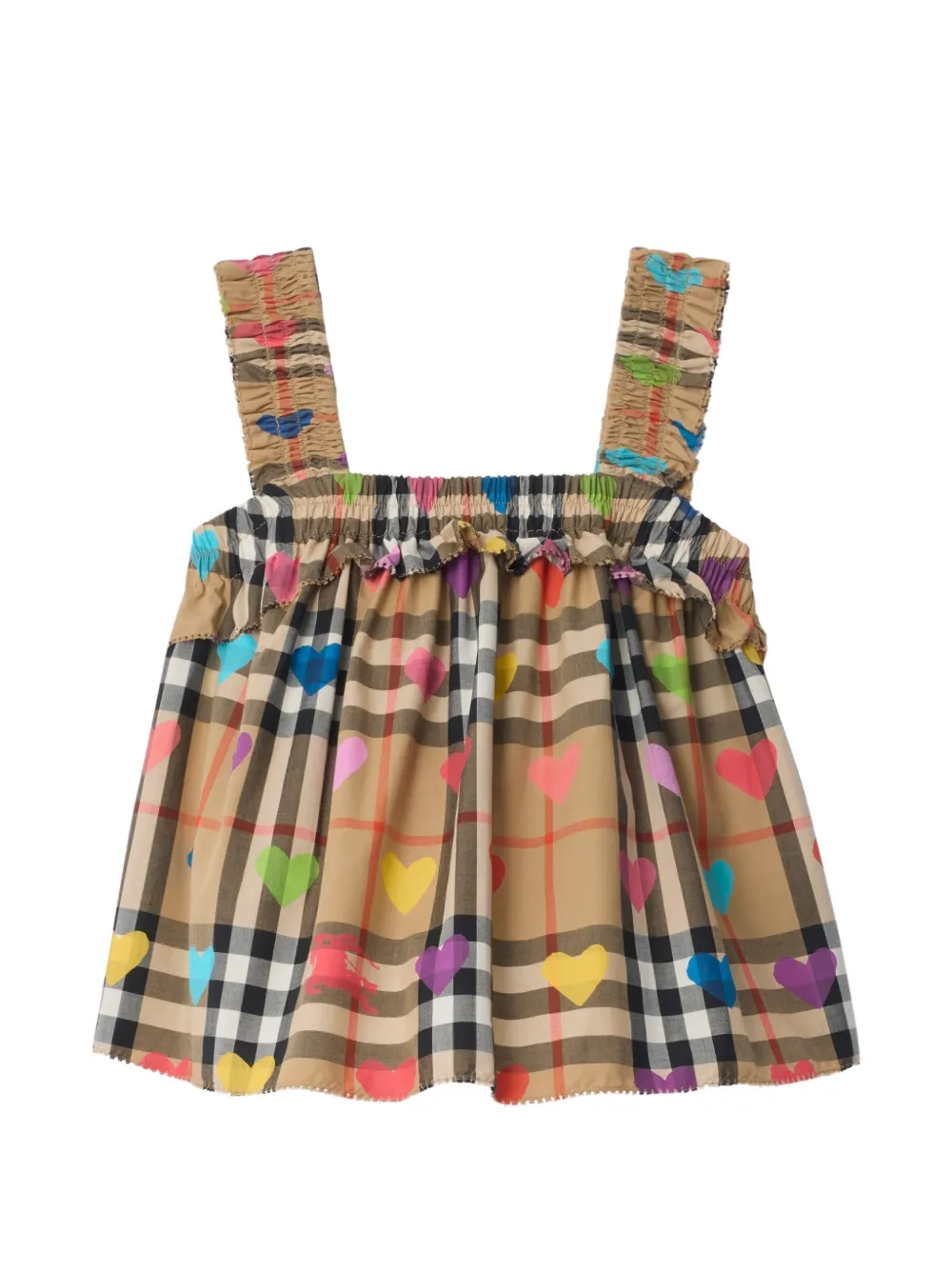  Burberry Kids Heart Check Cotton Top - Neutrals 