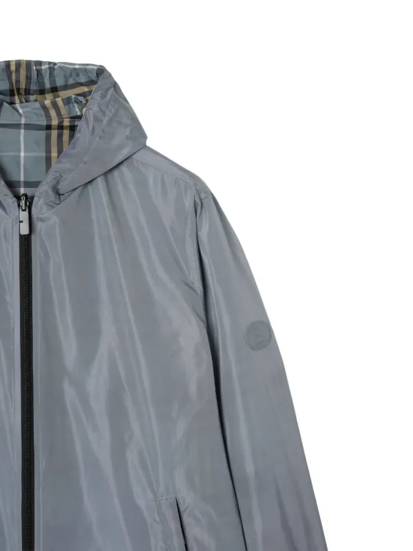 Burberry Reversible Check Hooded Jacket | Grey | FARFETCH ID