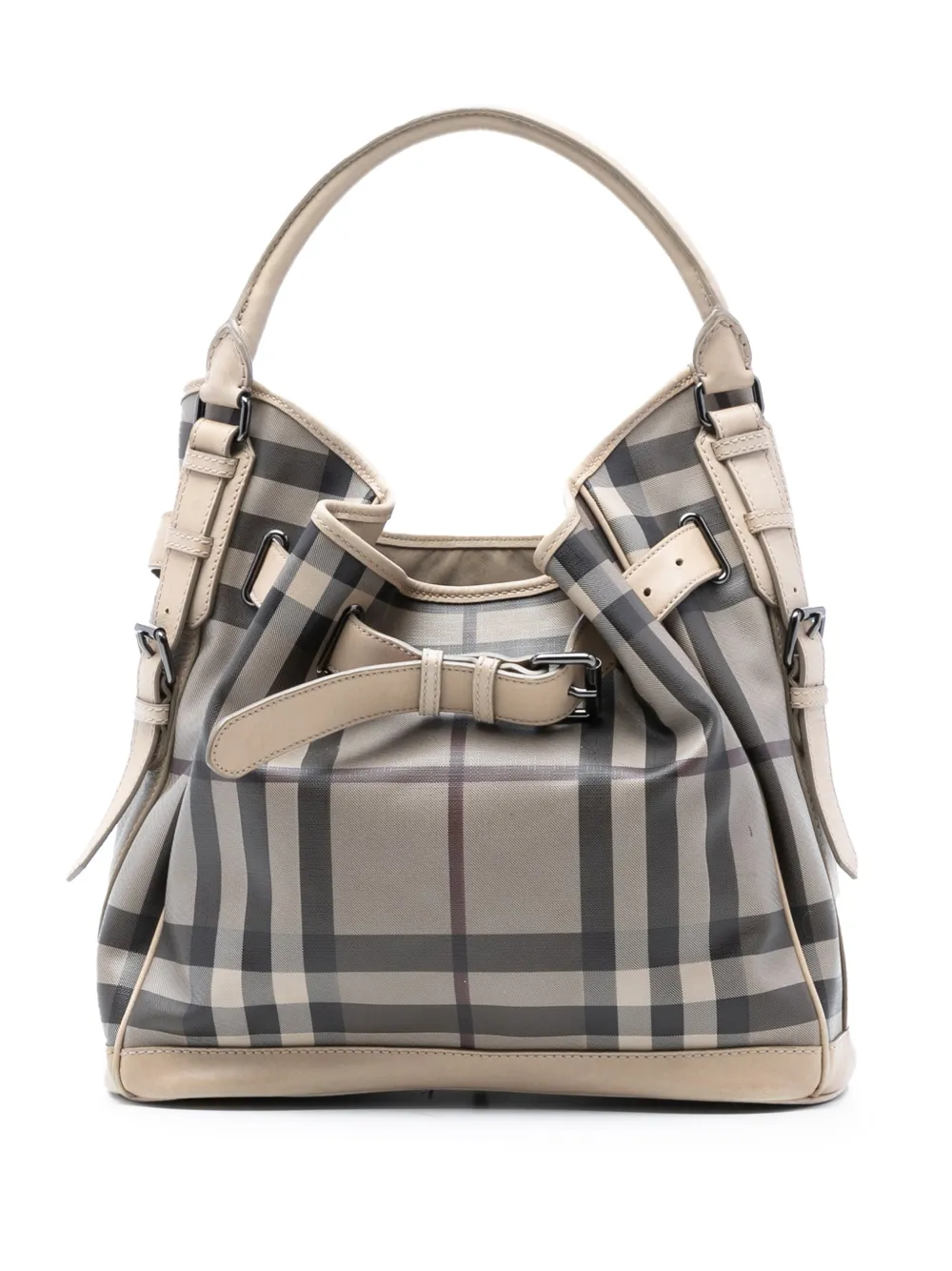 Burberry Pre-Owned Borsa a spalla Walden media in tela cerata Smoked Check con cintura 2000-2017 - Marrone