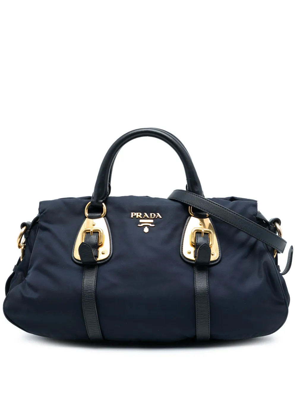 Prada Pre-Owned 2000-2025 Soft Calf Trimmed Tessuto satchel - Blu