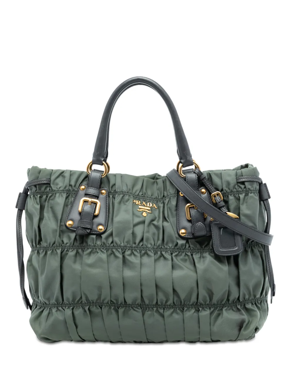 Prada Pre-Owned Borsa a tracolla Gaufre in tessuto 2000-2025 - Verde