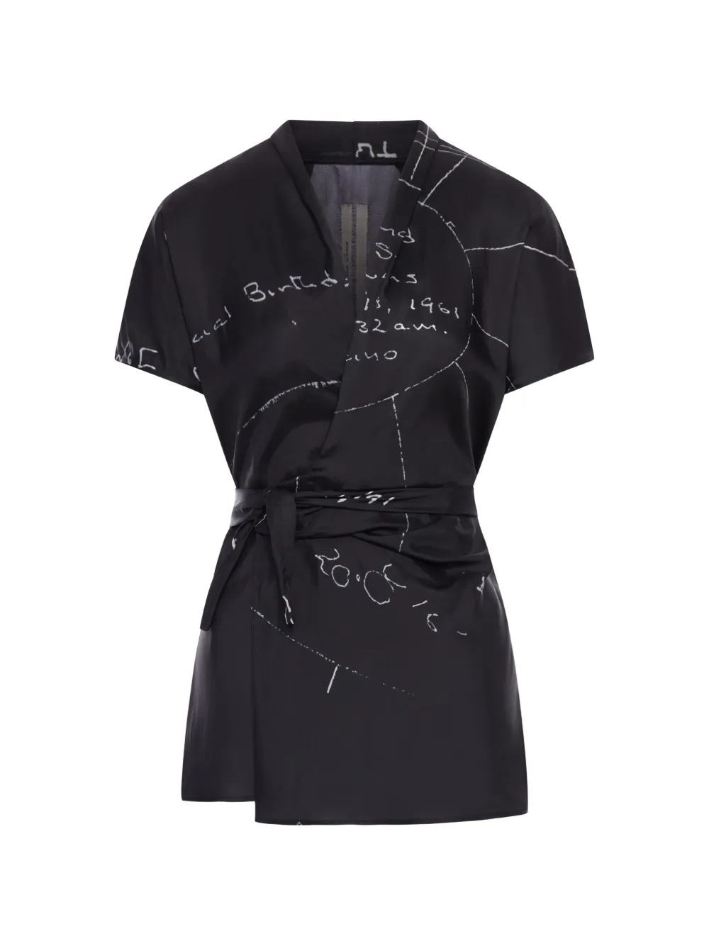 Rick Owens print tie waist viscose blouse - Nero