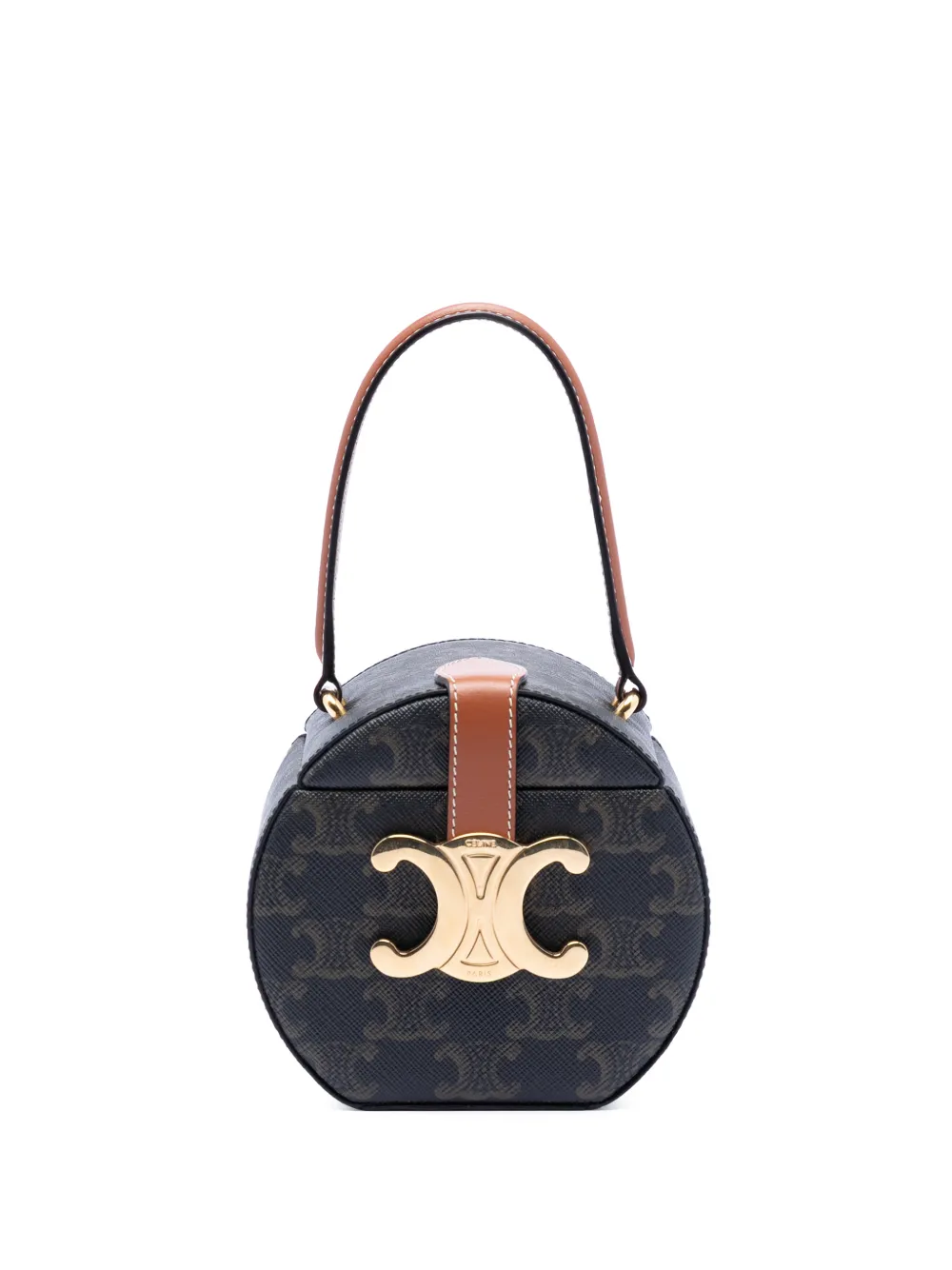 Celine Pre-Owned 2022 Triomphe Coated Canvas Round Box handbag - Marrone