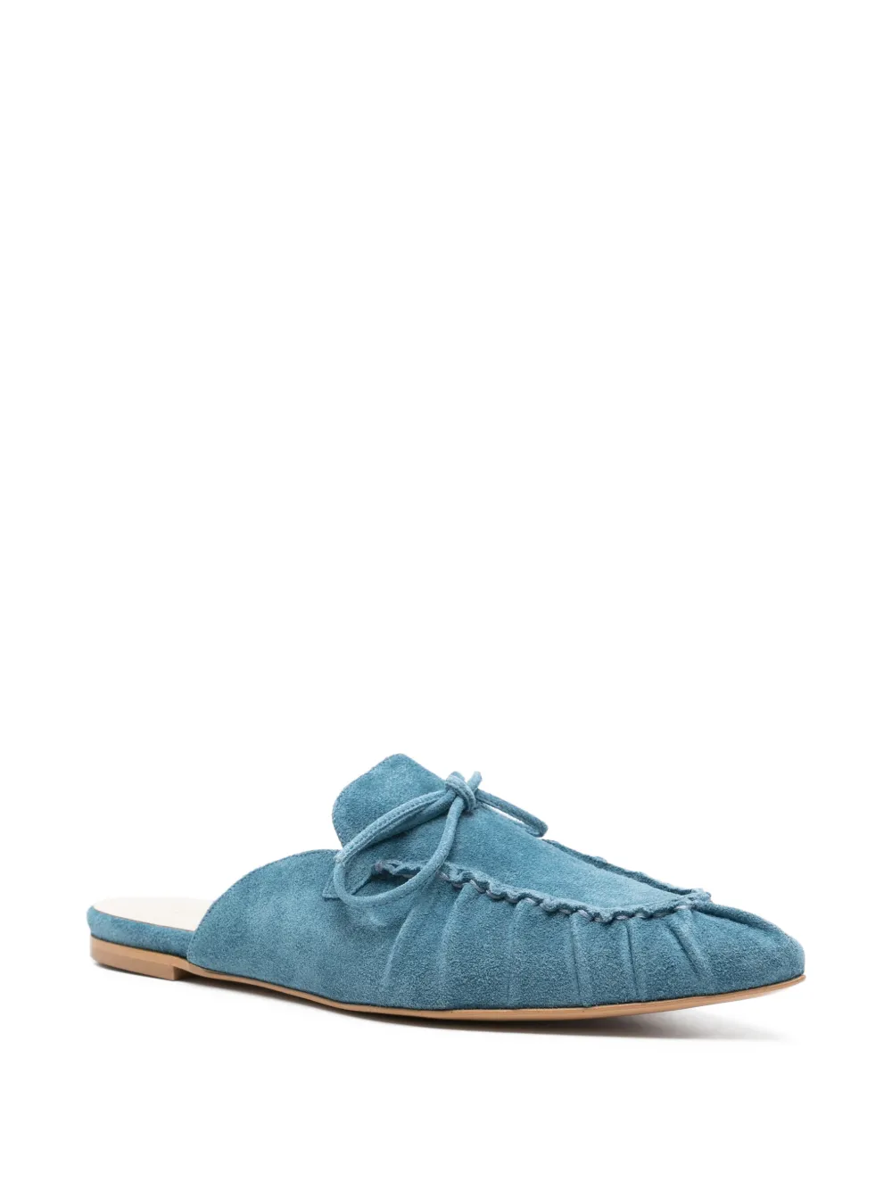  Tela Tie-detail Flat Mules - Blue 
