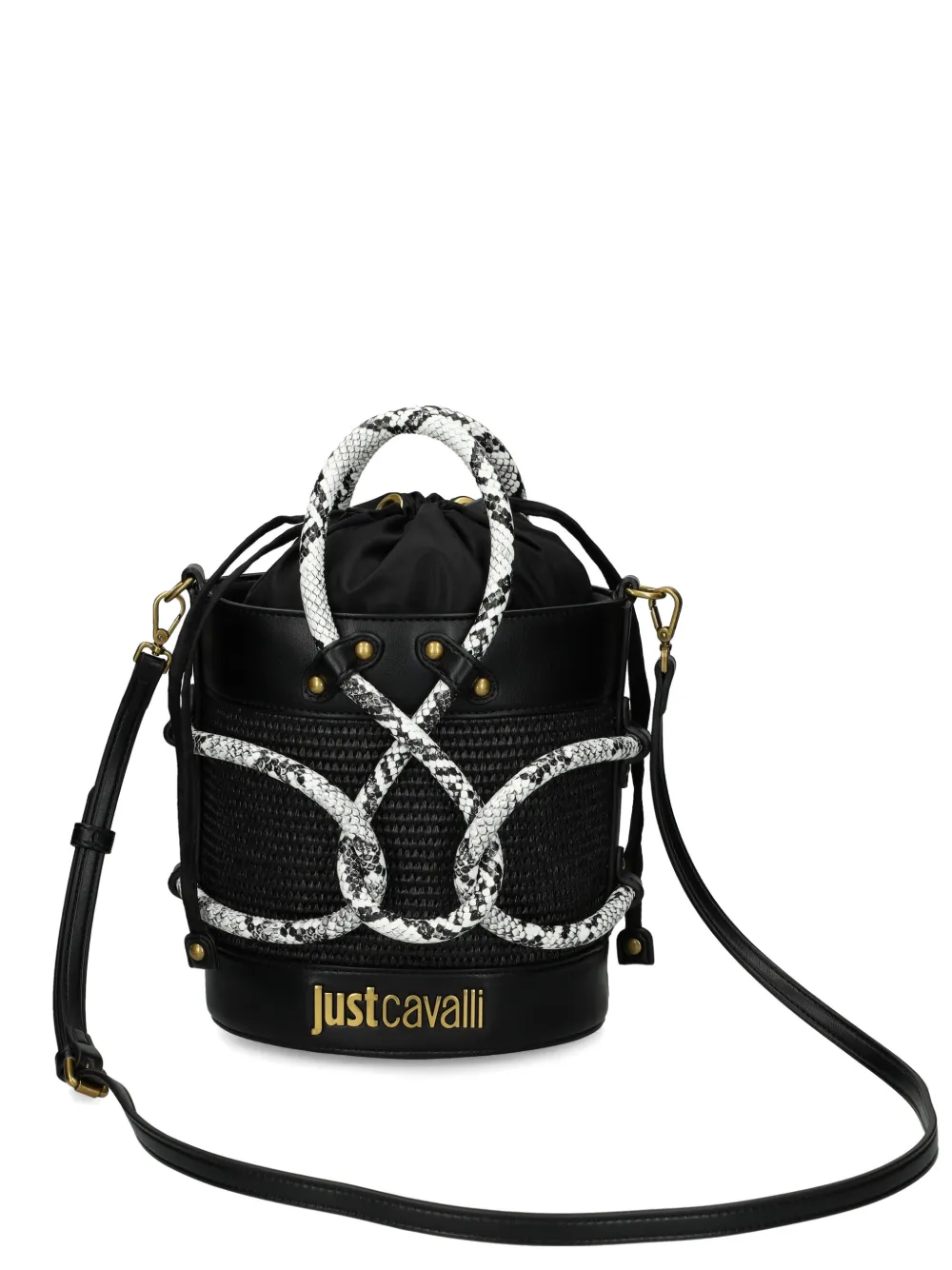 Just Cavalli snake-pattern bucket bag - Nero