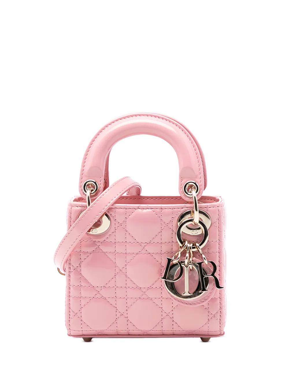 Christian Dior Pre-Owned 2023 Micro Patent Cannage Lady Dior satchel - Rosa