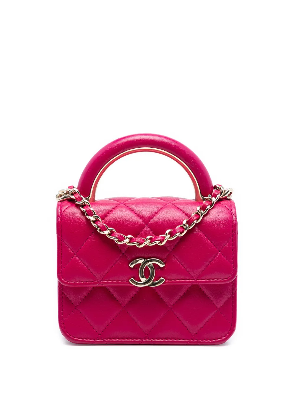 CHANEL Pre-Owned Borsa a tracolla Paris Le19M mini in pelle di agnello con manico 2021-2025 - Rosa