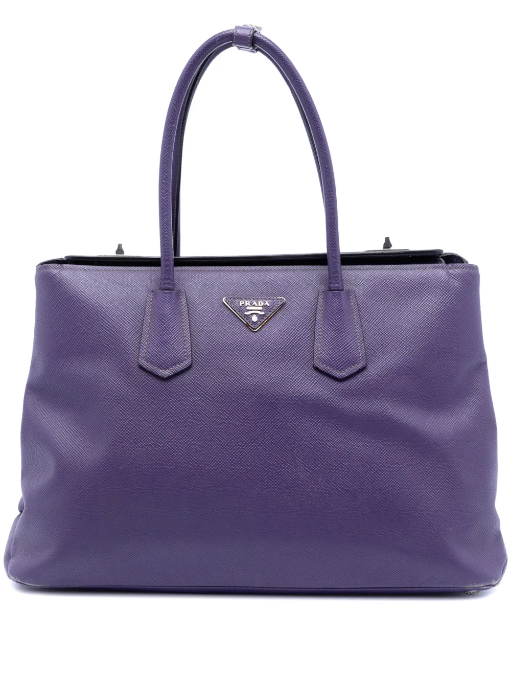Prada Pre-Owned Borsa a tracolla Saffiano Cuir con doppia chiusura a girello 2010-2025 - Viola