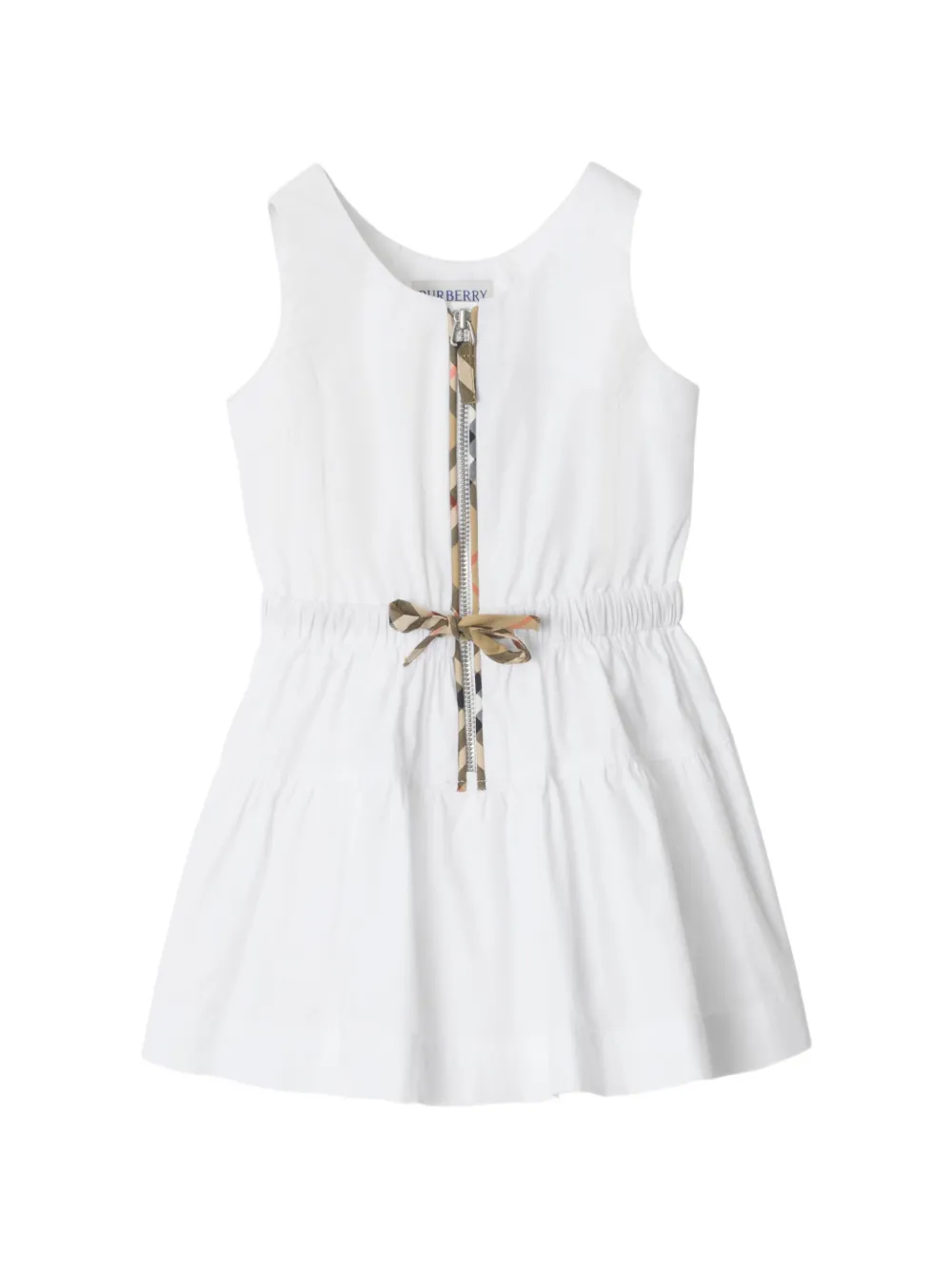 Burberry Kids Baumwollkleid mit Check - Weiß