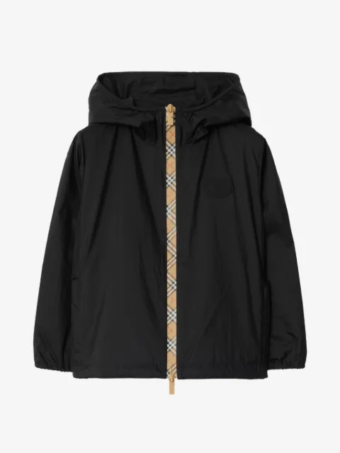 Burberry Kids checker-tape nylon hooded jacket
