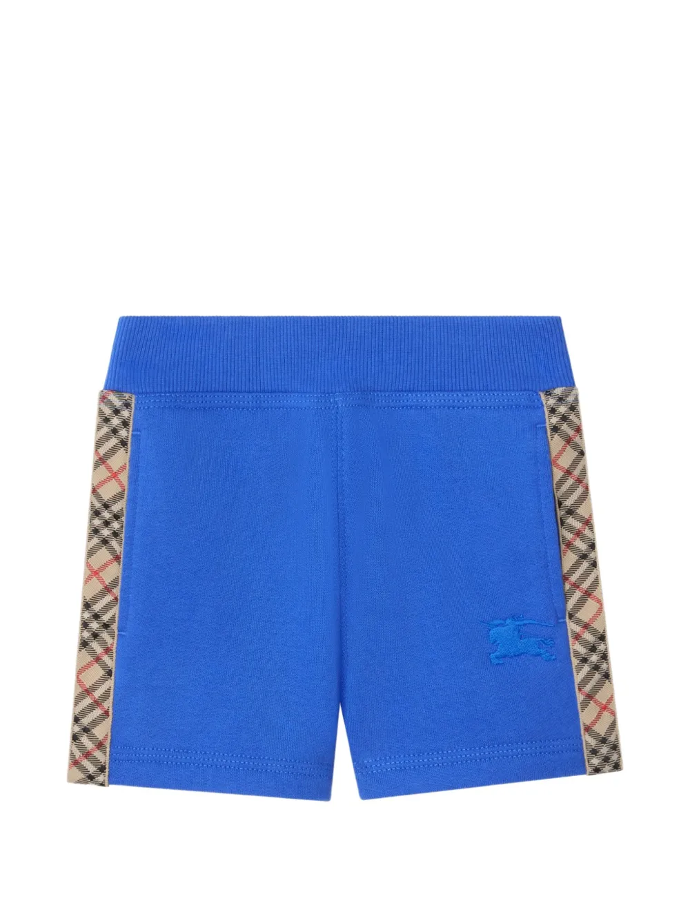 Burberry Kids Check trim cotton shorts - Blu