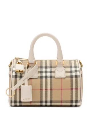 Burberry チェック ボウリングバッグ ミニ | ニュートラル | FARFETCH JP