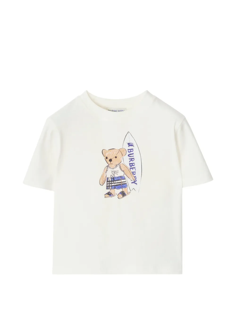 Burberry Kids T-shirt Surfer Bear in cotone - Toni neutri