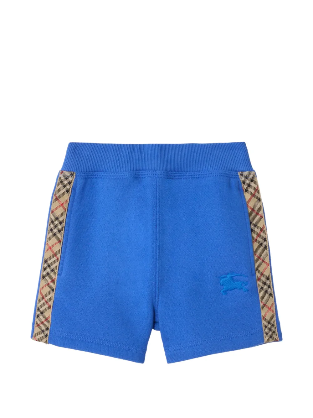 Burberry Kids Shorts in cotone con finiture Check - Blu