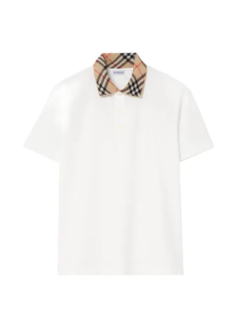 Burberry check collar cotton polo shirt