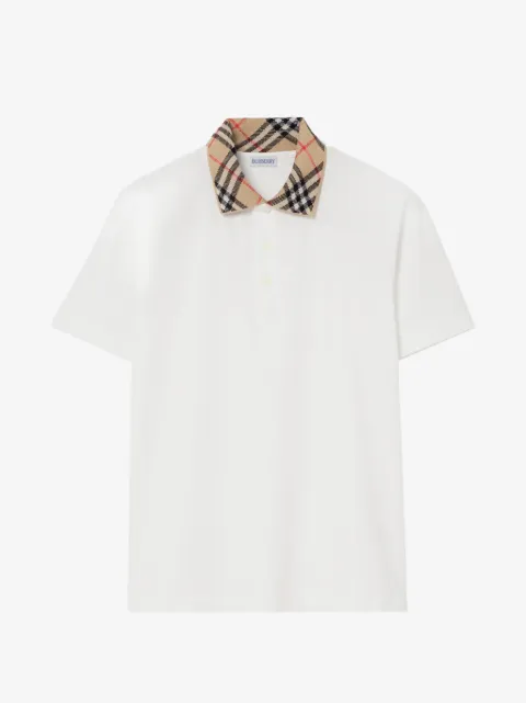 Burberry Check collar cotton polo shirt