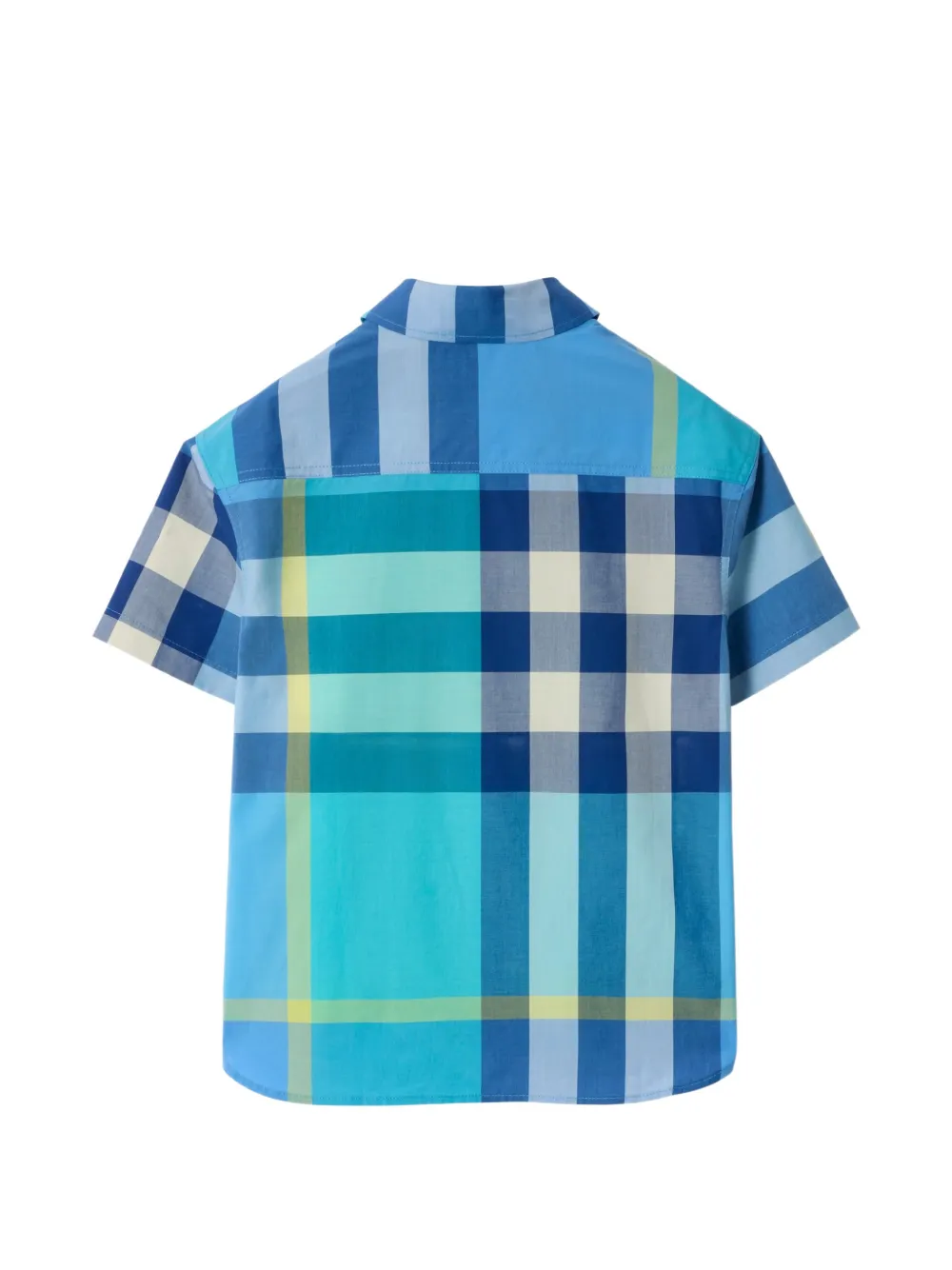 Burberry Kids Geruit katoenen shirt Blauw