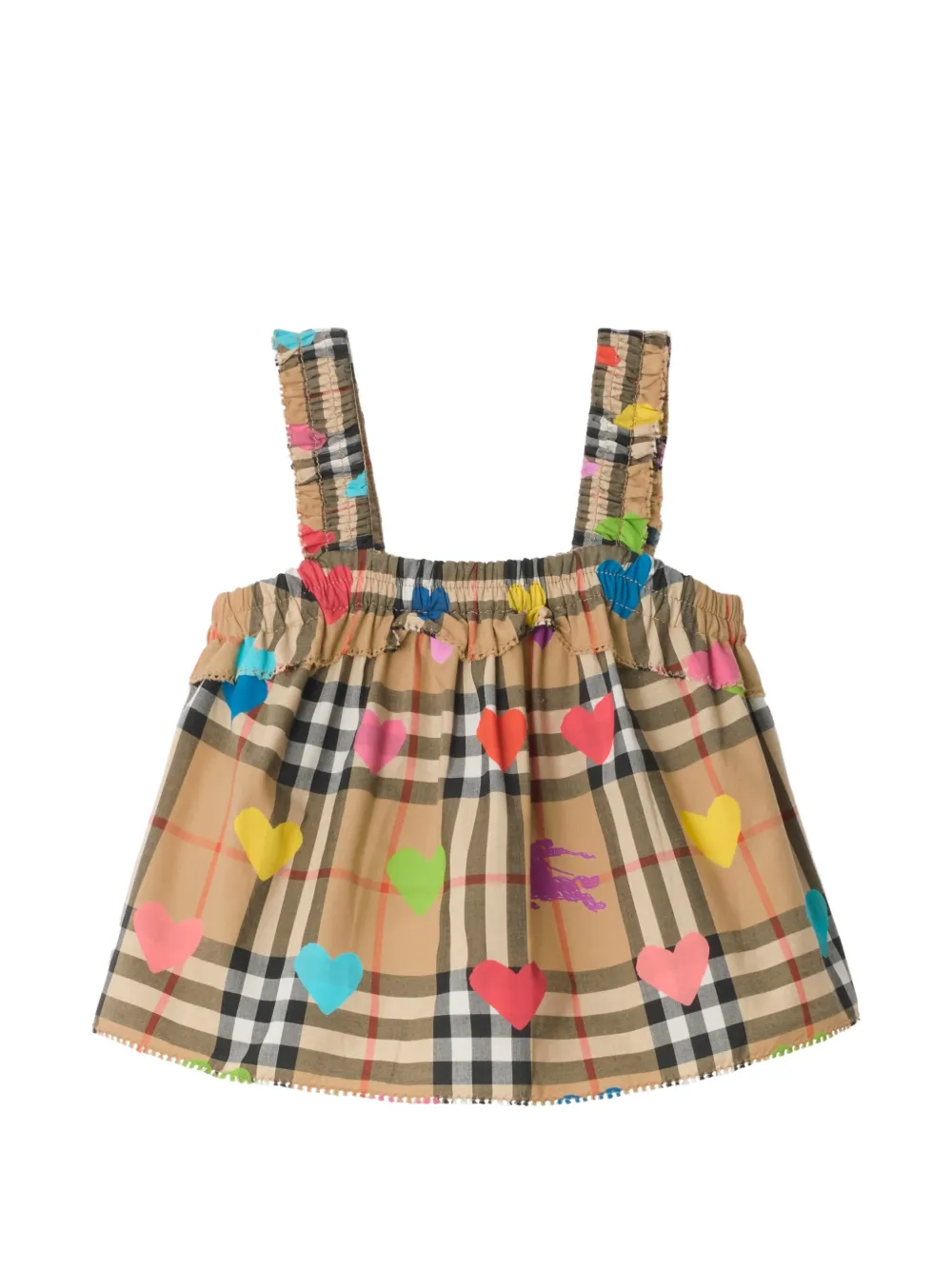 Burberry Kids Kariertes Top mit Herz - Nude