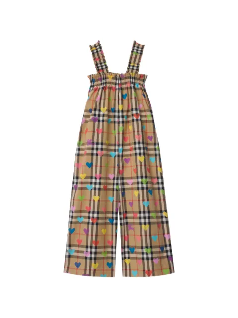 Burberry Kids Heart Check cotton jumpsuit