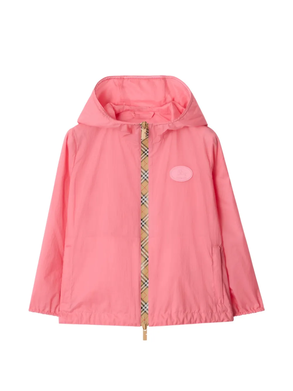 Burberry Kids Kapuzenjacke mit Checker-Streifen - Rosa