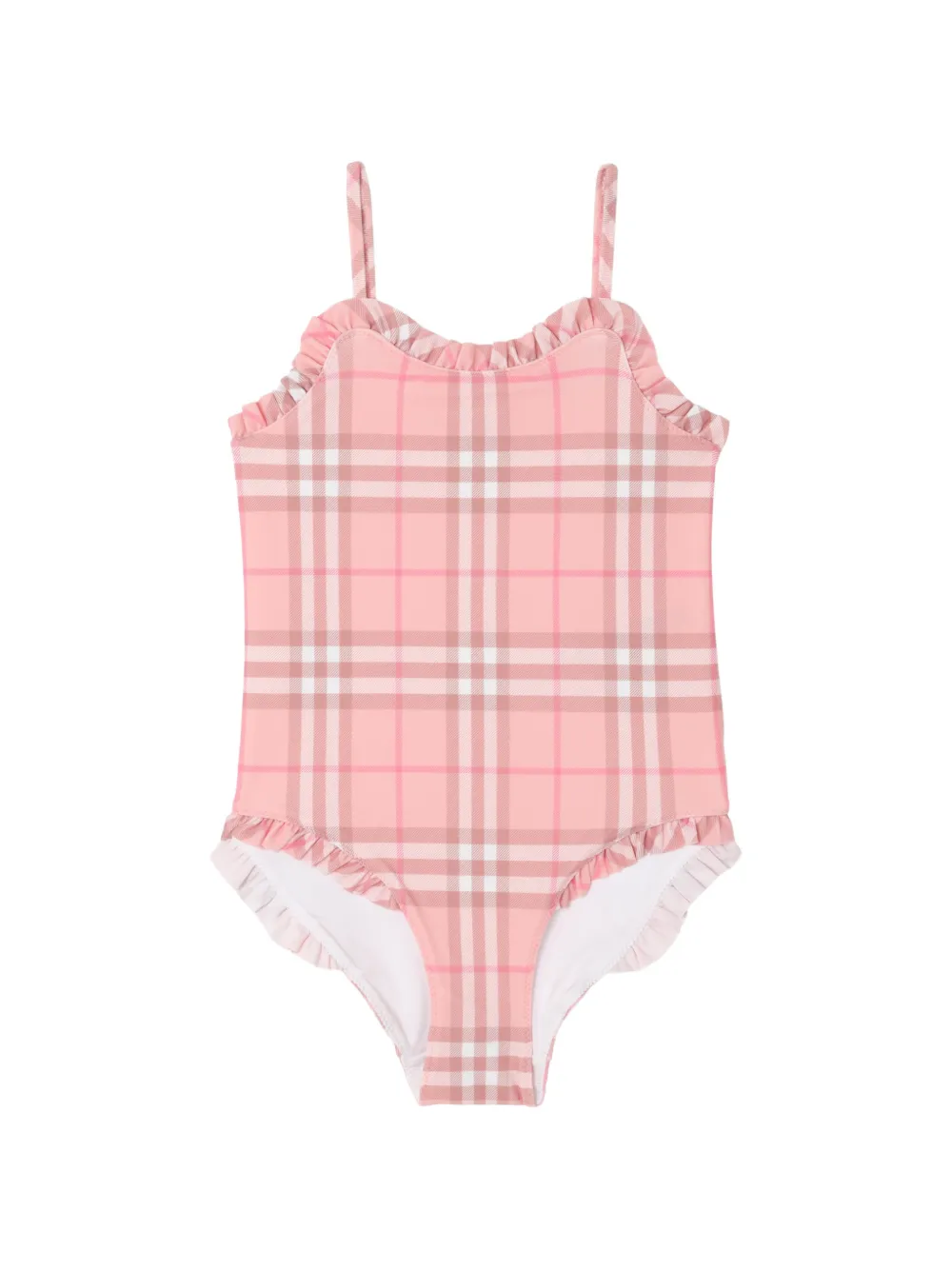 Burberry Kids ruffle trim Check swimsuit - Rosa