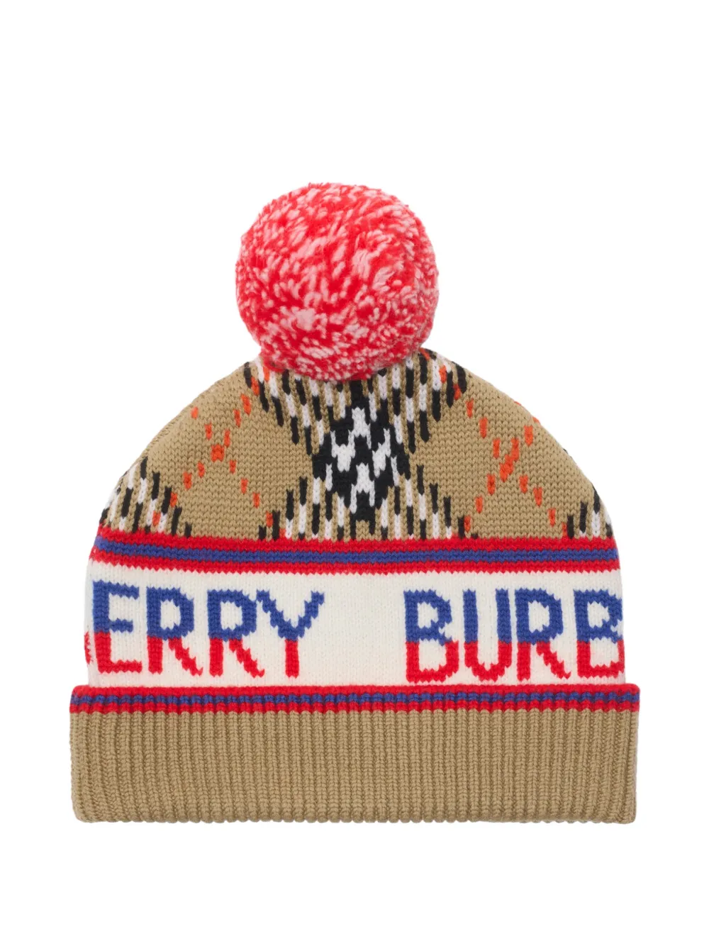 Burberry Kids Check wool-blend beanie - Toni neutri