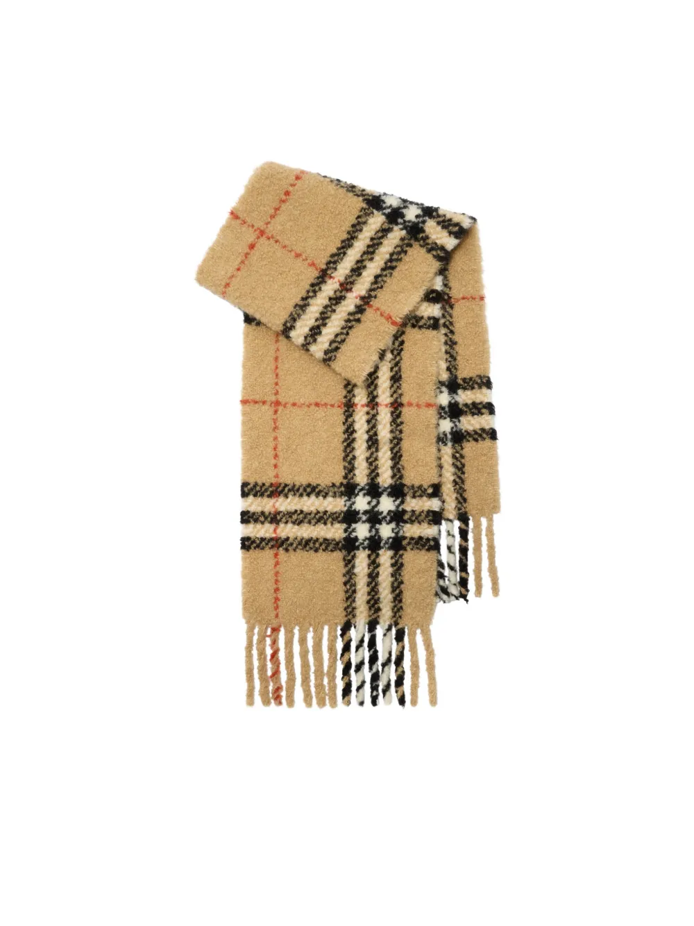 Burberry Geruite bouclé sjaal van alpaca-wolblend Beige